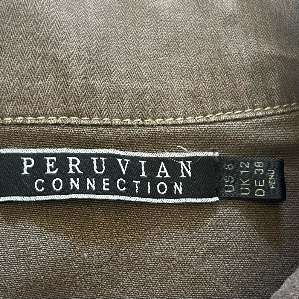 Peruvian Connection Brown Chelsea Jean Jacket Size 8 - Picture 5 of 10